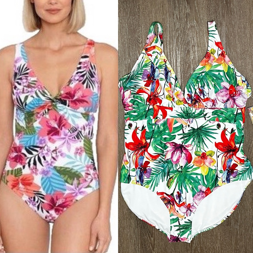 Ladies Tropical Noon Swim One Piece Swimsuit size 24 New With tag